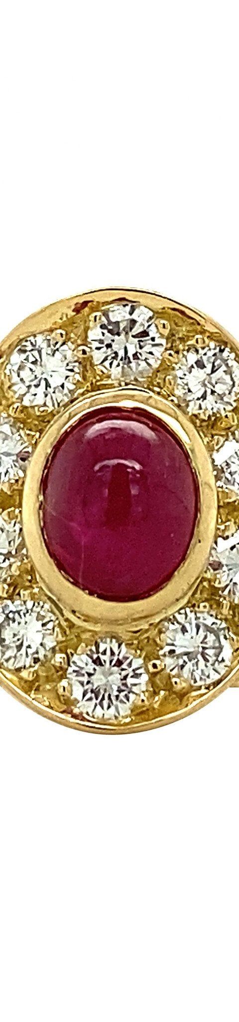 Vintage 14K Gold Cluster Ring with Ruby and Diamond